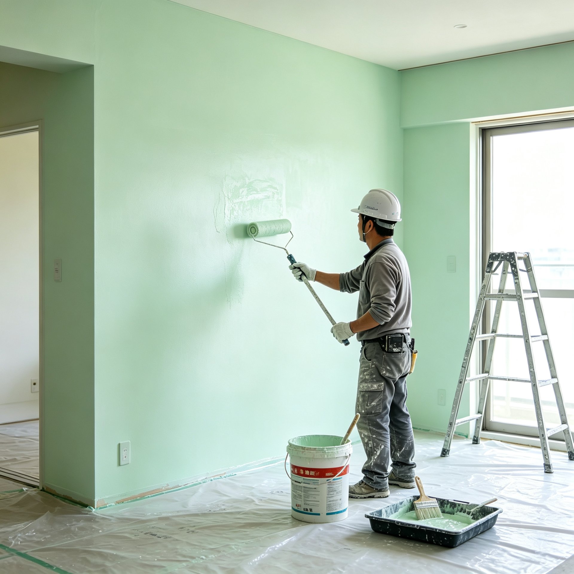Water-based latex paint application with HEMC thickener