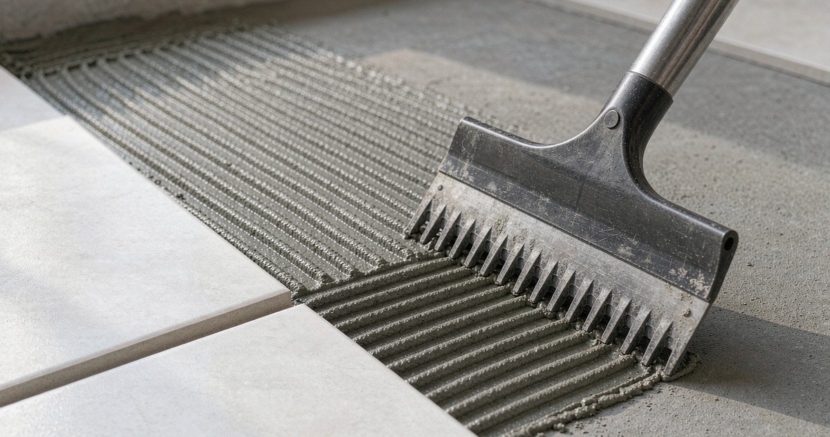 Tile adhesive application with CMC